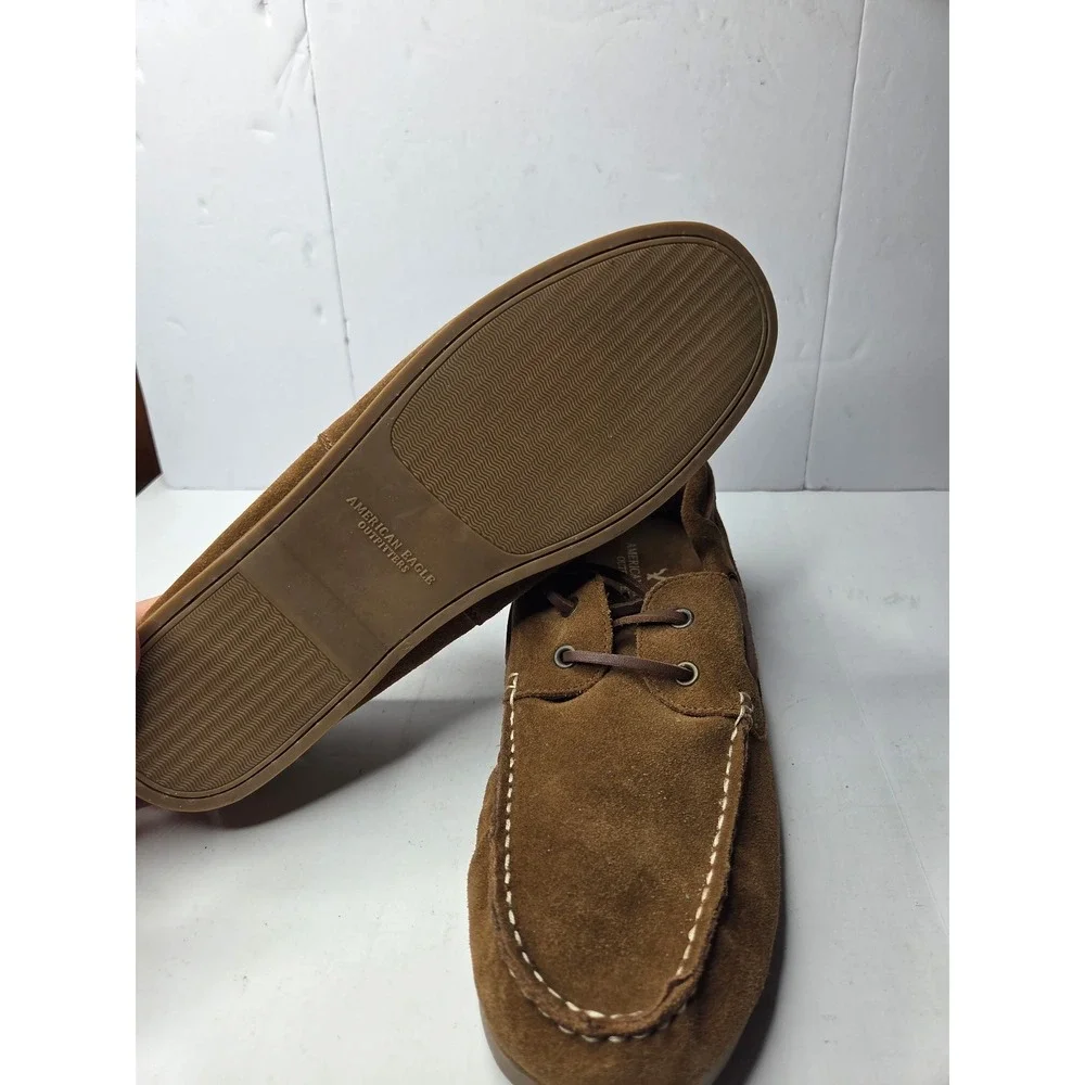 American Eagle Mens Brown Suede Boat Shoes Moc Toe Loafers Size 12 AE Style 1419